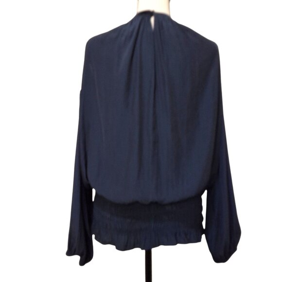 Ramy Brook Lauren Cold Shoulder Blouse Womens XS Navy - Picture 4 of 8